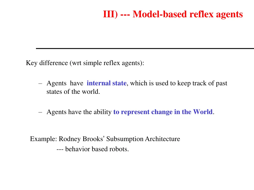 iii model based reflex agents