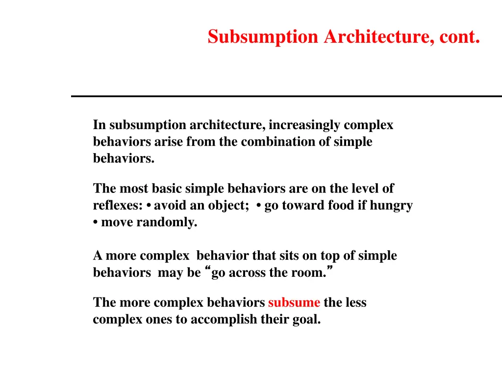 subsumption architecture cont