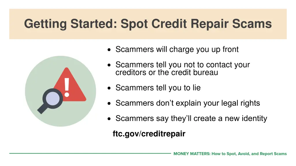 getting started spot credit repair scams