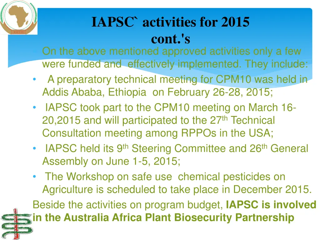 iapsc activities for 2015 cont s