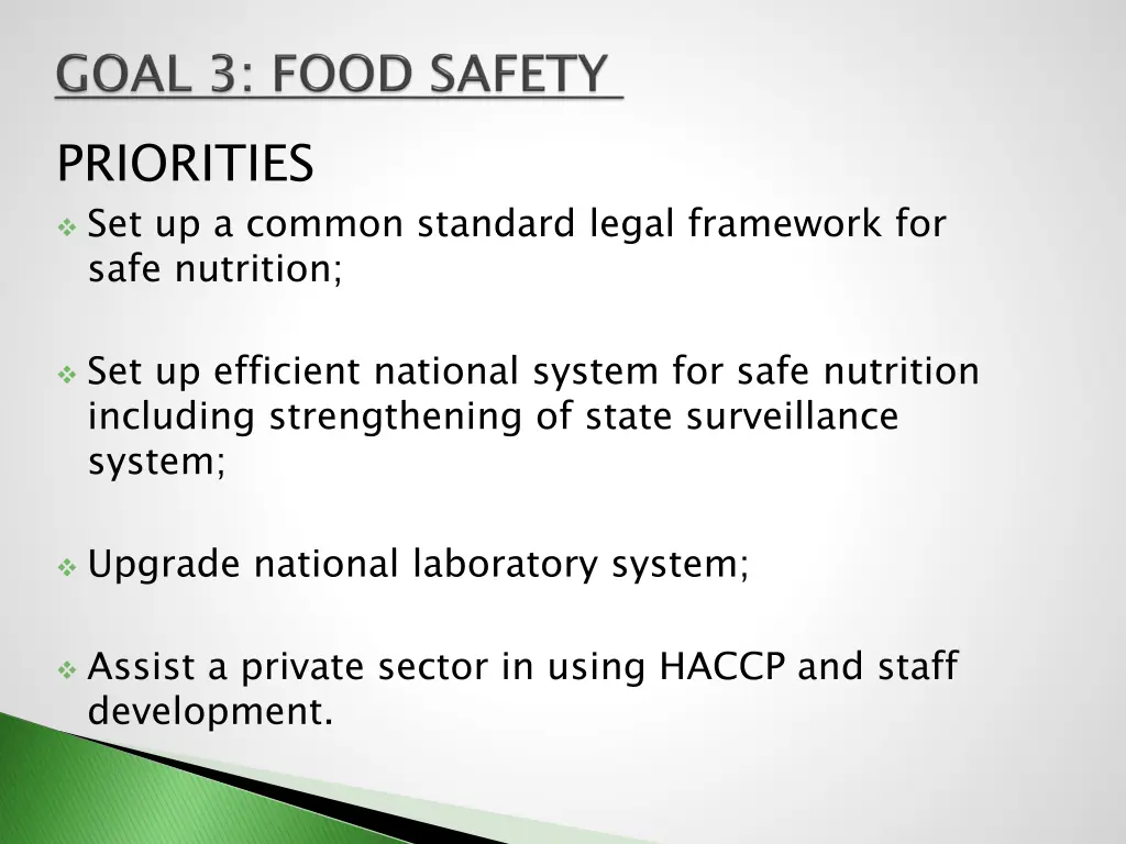 priorities set up a common standard legal