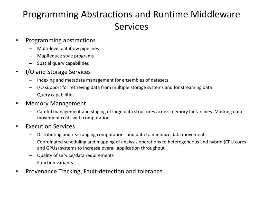 programming abstractions and runtime middleware