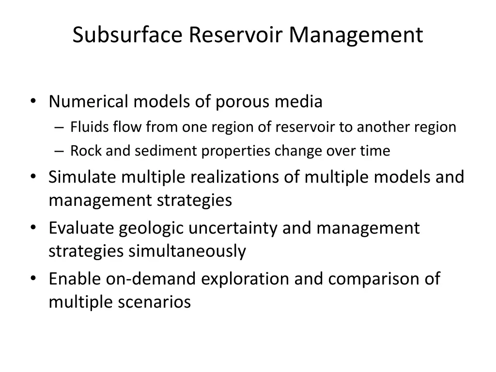 subsurface reservoir management