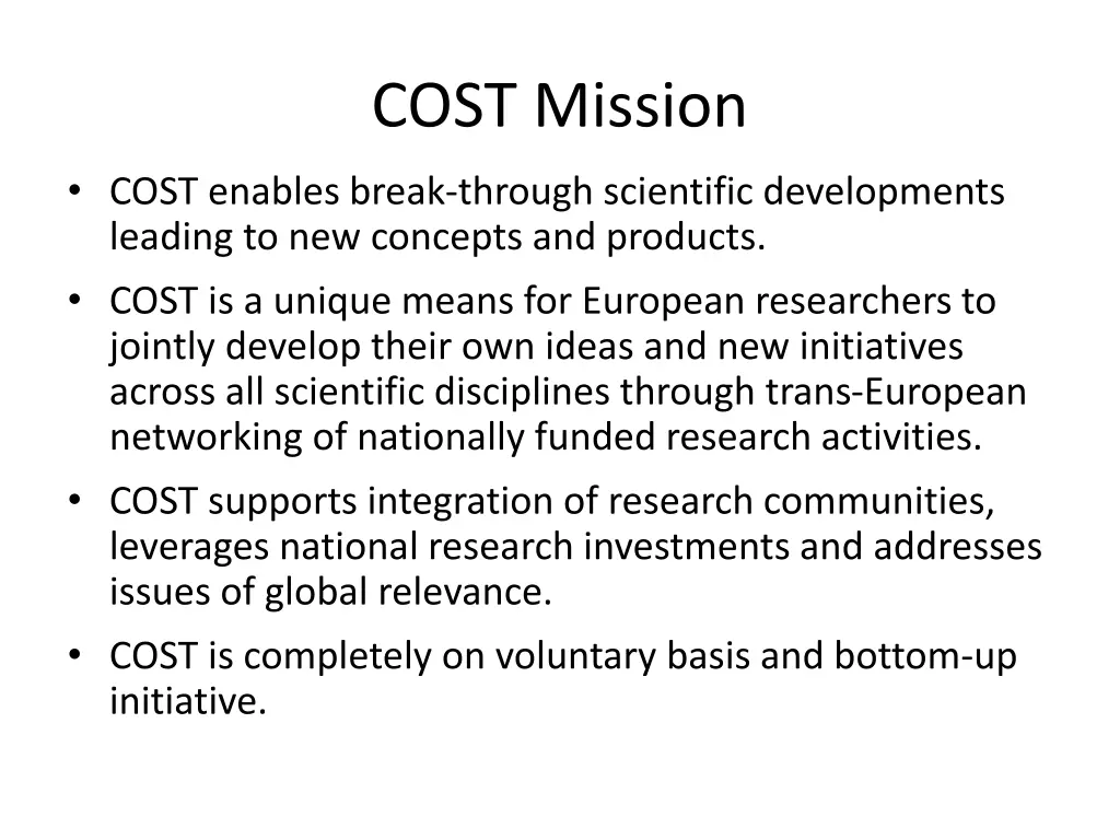 cost mission