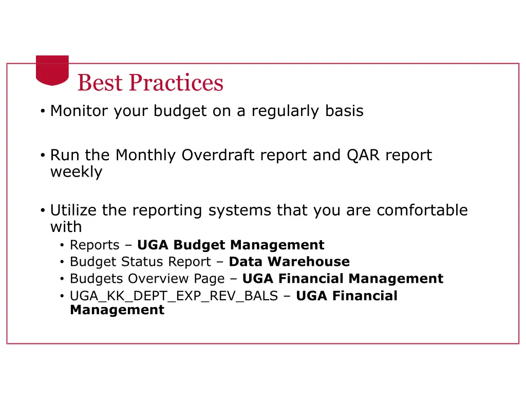 best practices monitor your budget on a regularly