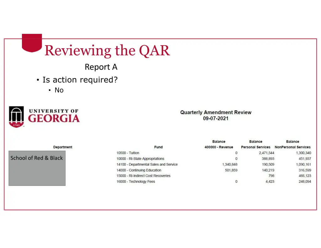 reviewing the qar report a is action required no