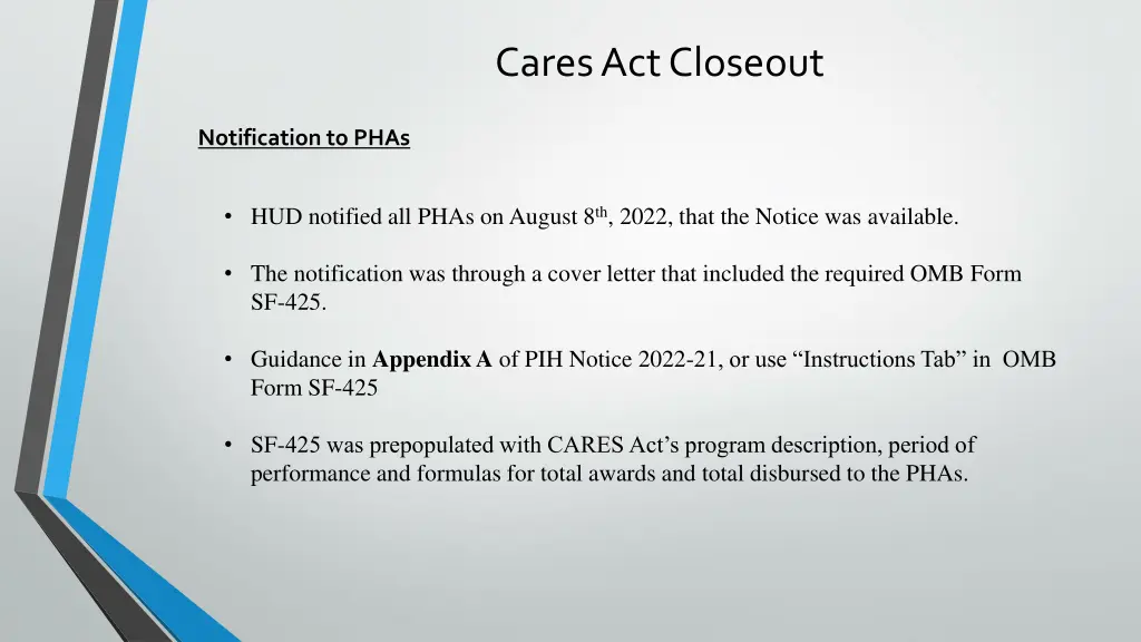 cares act closeout 1