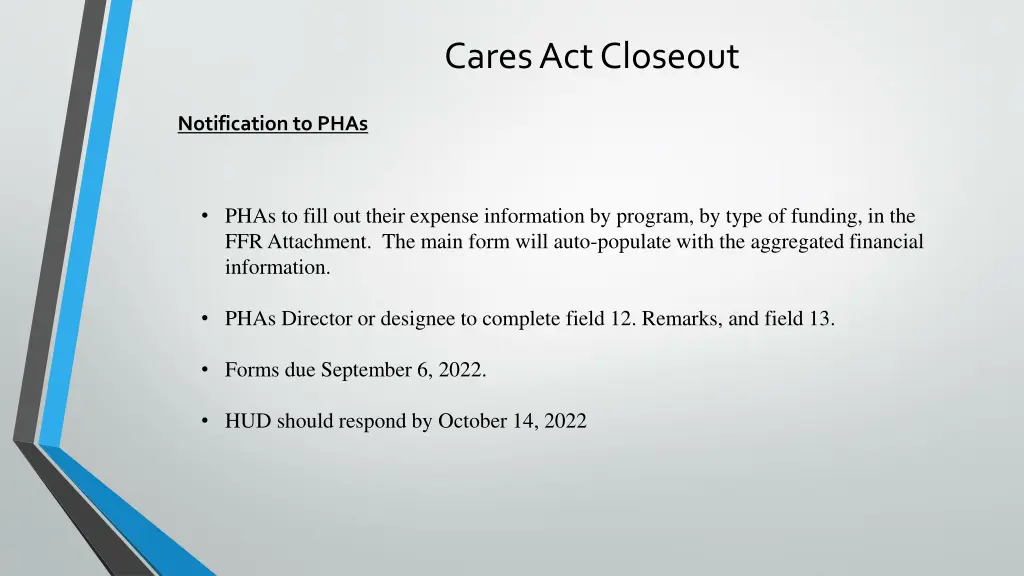 cares act closeout 2