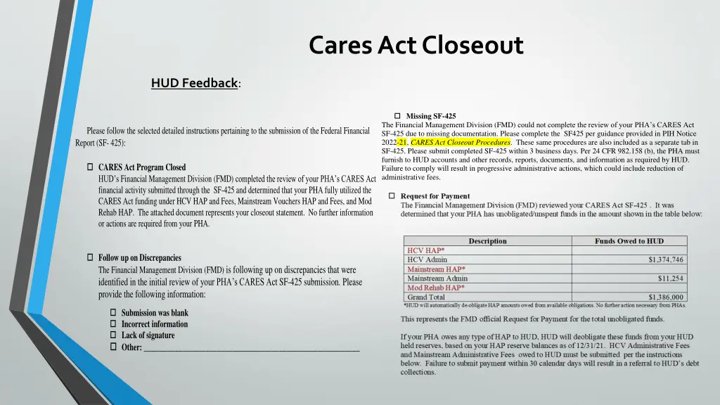 cares act closeout 7