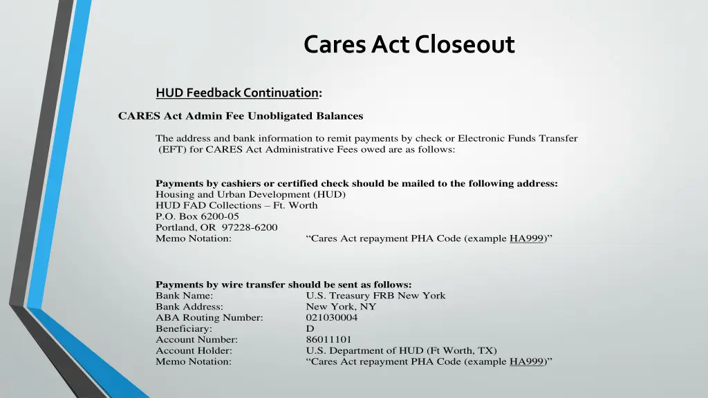 cares act closeout 8
