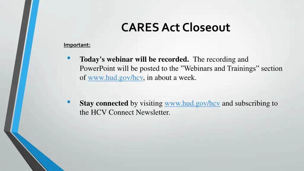cares act closeout