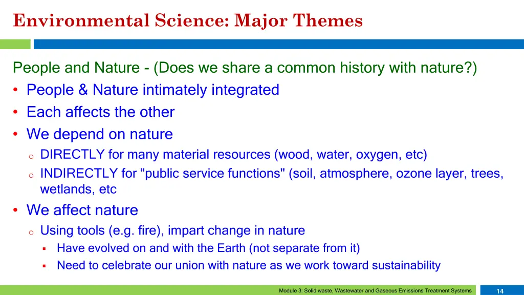 environmental science major themes 5