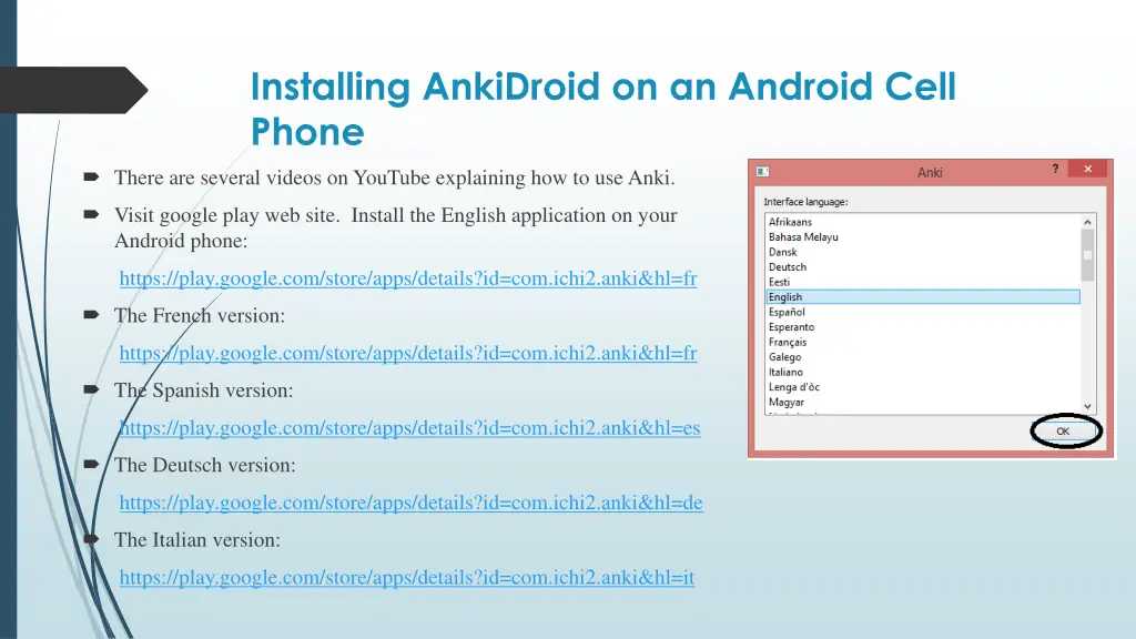 installing ankidroid on an android cell phone