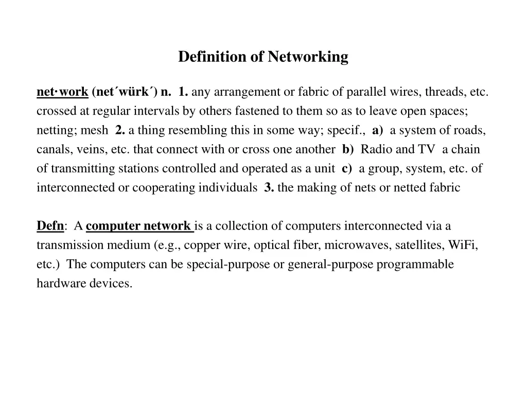 definition of networking