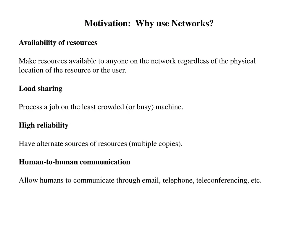 motivation why use networks