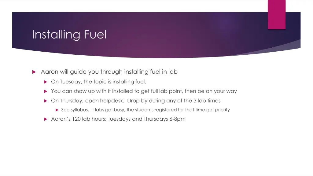 installing fuel