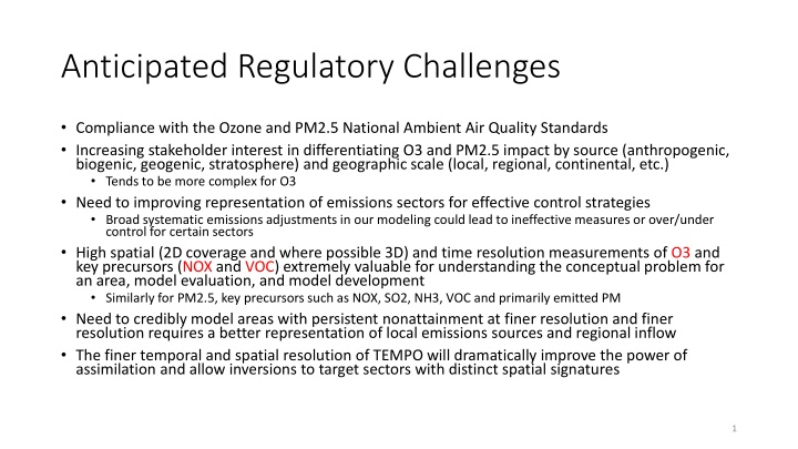 anticipated regulatory challenges