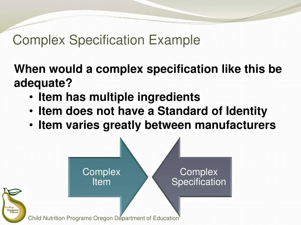 complex specification example 1