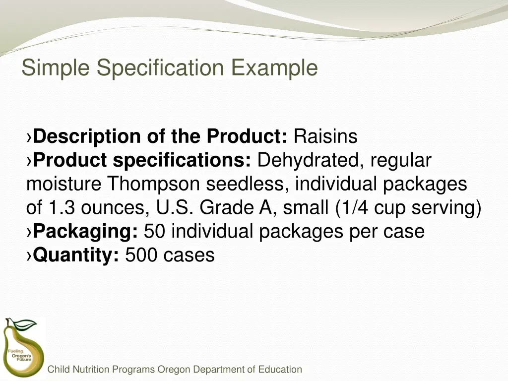 simple specification example