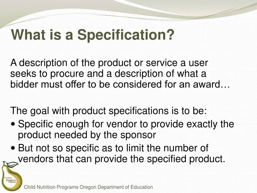 what is a specification