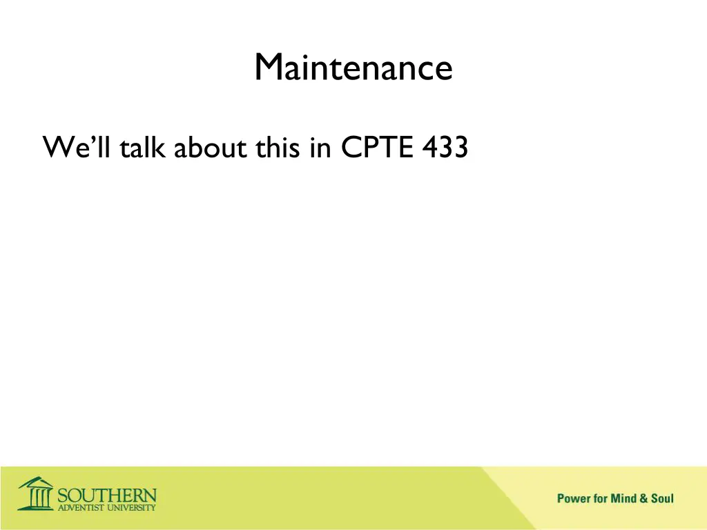 maintenance