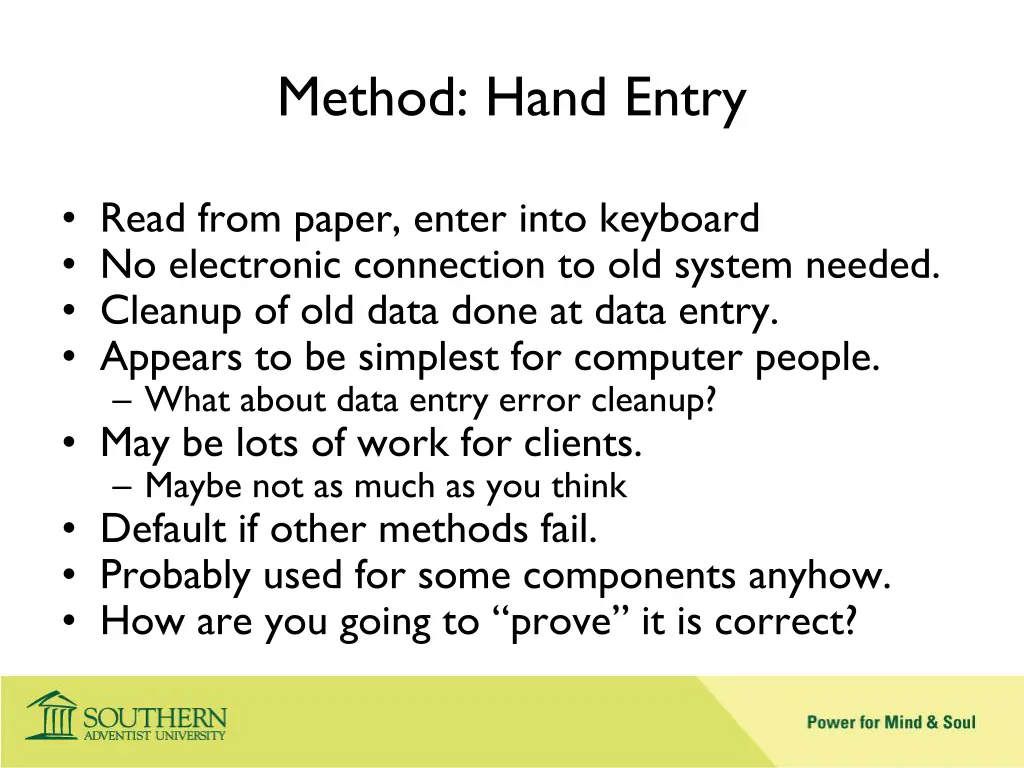 method hand entry