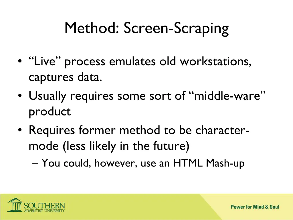 method screen scraping