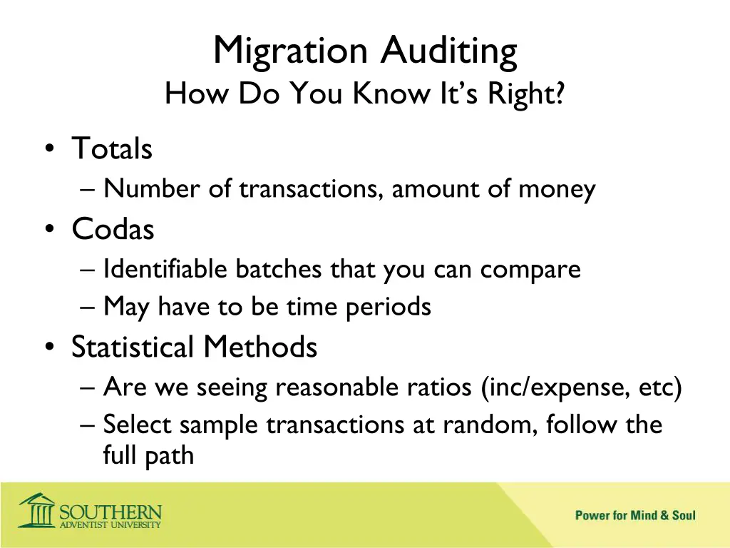 migration auditing how do you know it s right
