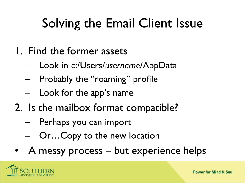 solving the email client issue