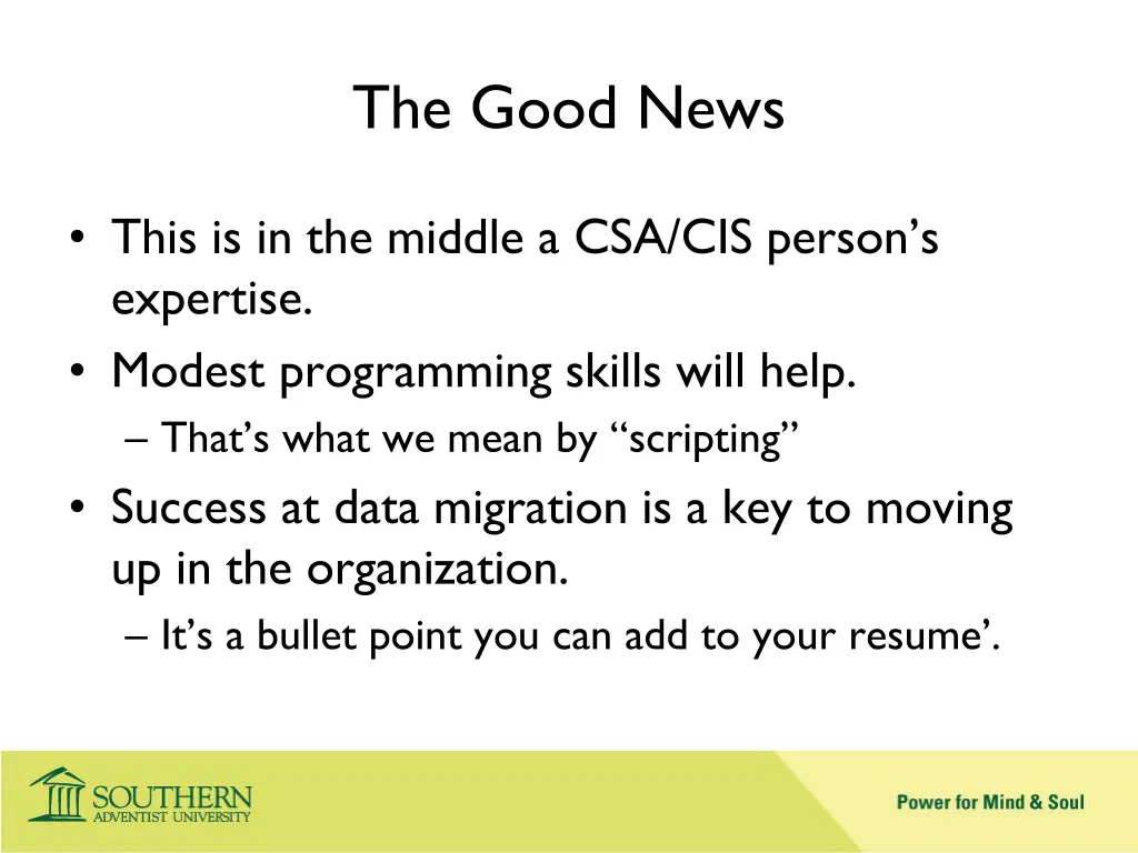 the good news