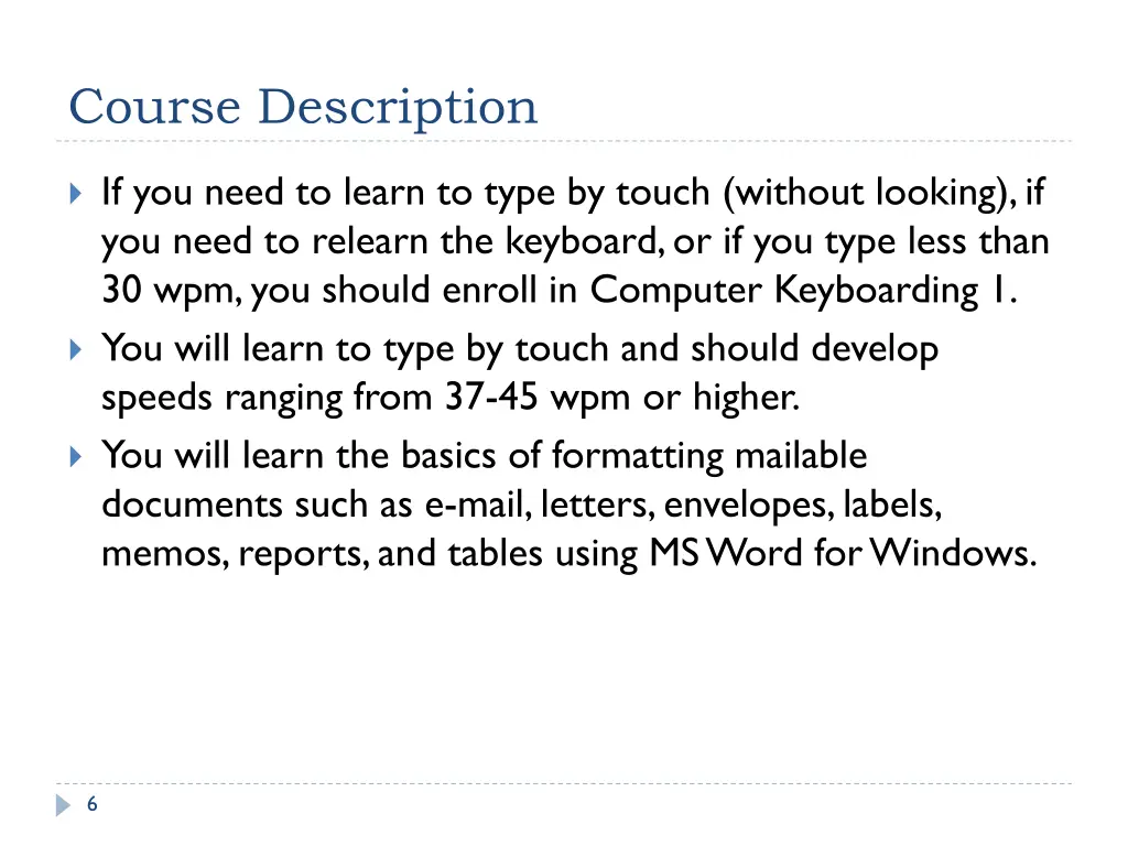 course description