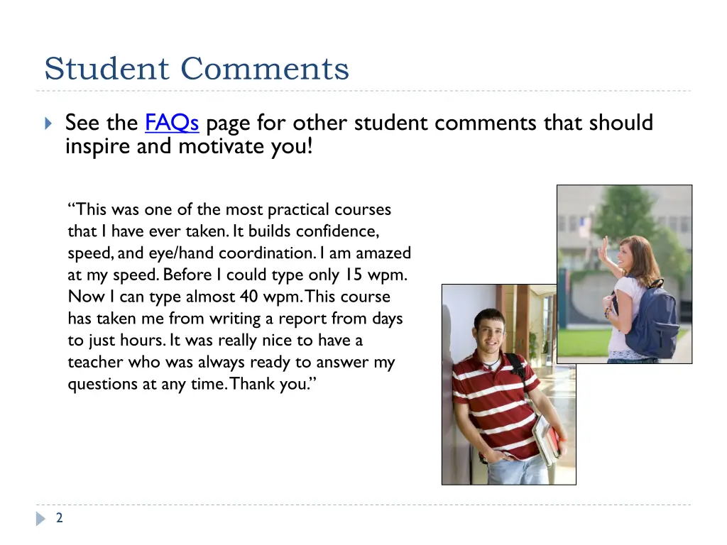 student comments