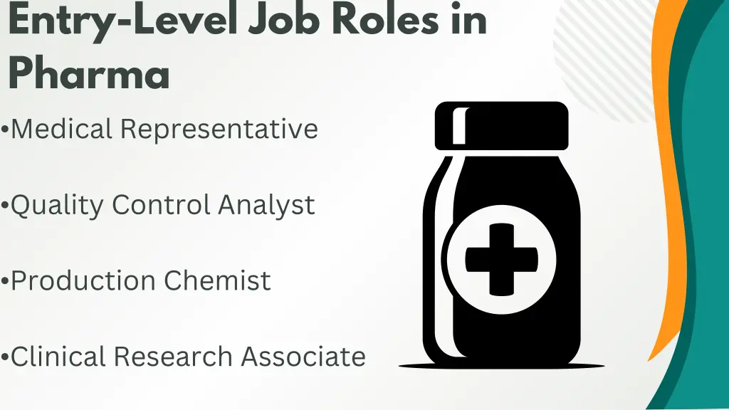 entry level job roles in pharma medical