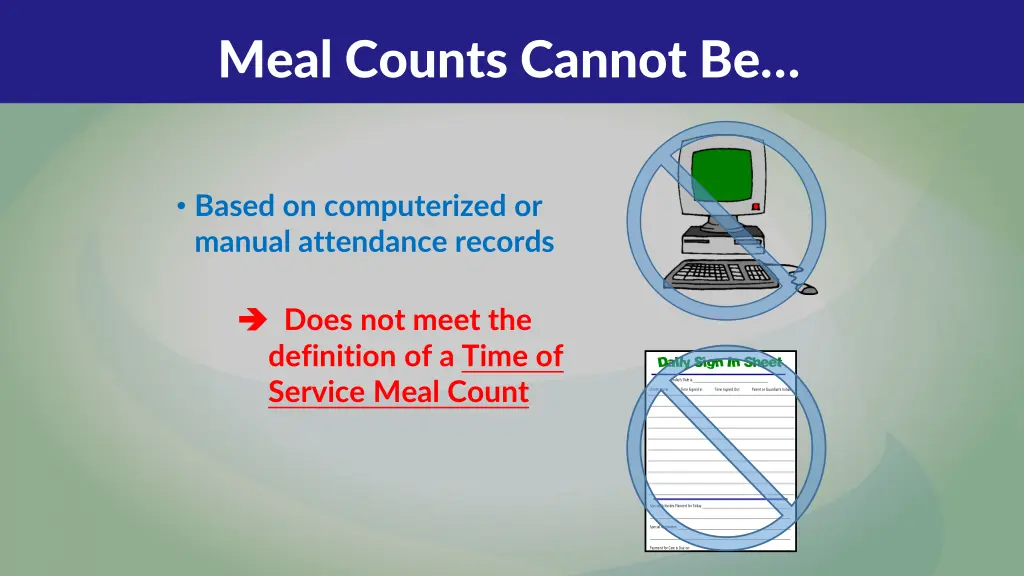 meal counts cannot be
