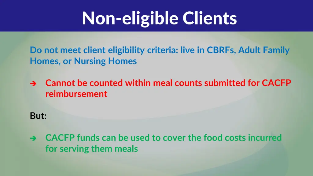 non eligible clients