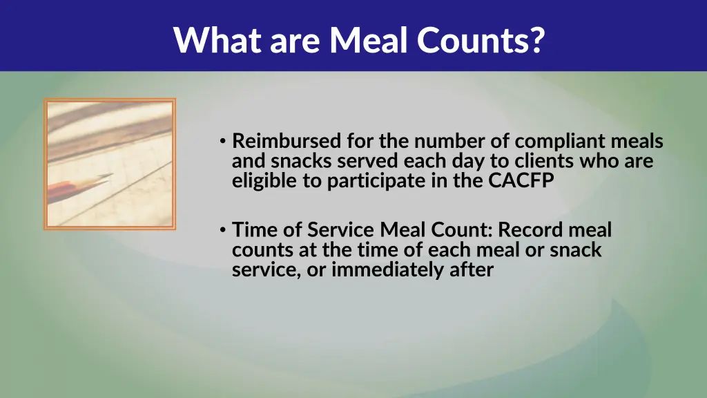 what are meal counts