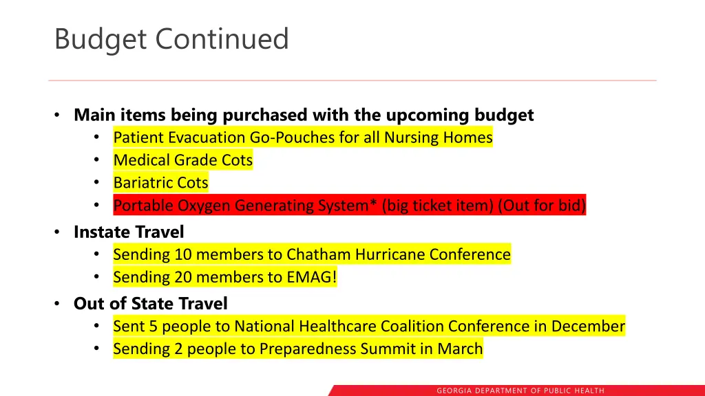budget continued