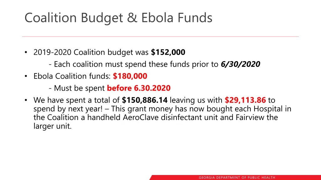 coalition budget ebola funds