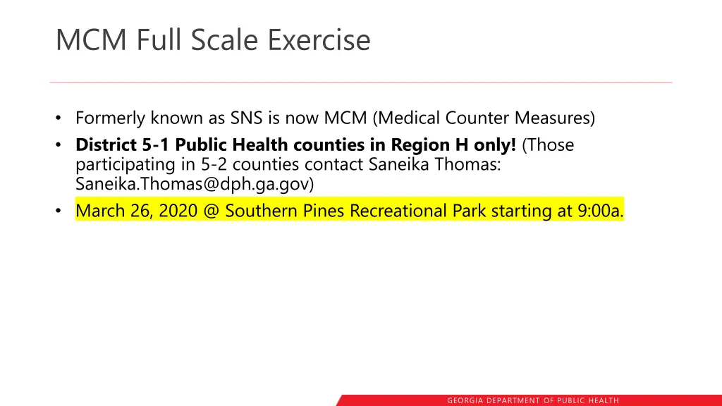 mcm full scale exercise