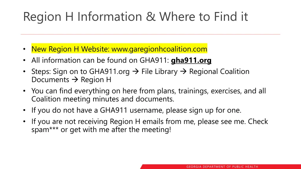 region h information where to find it