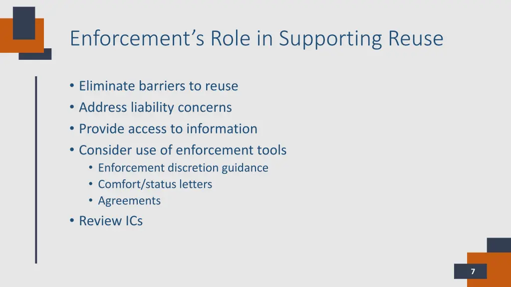 enforcement s role in supporting reuse