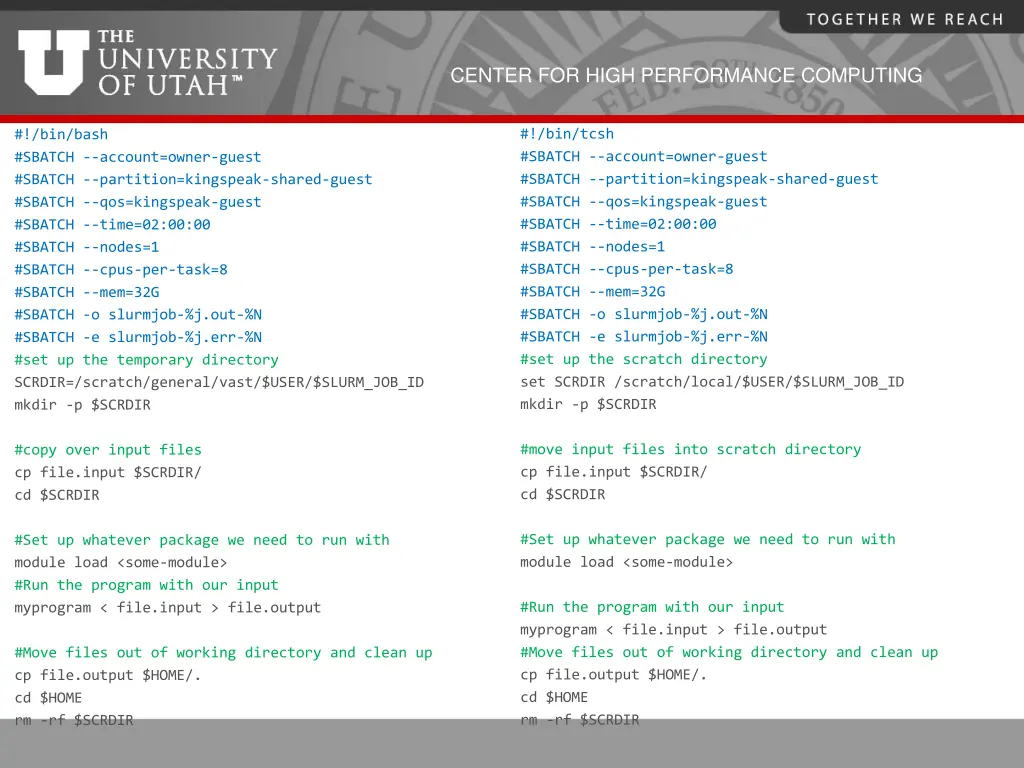 center for high performance computing 10