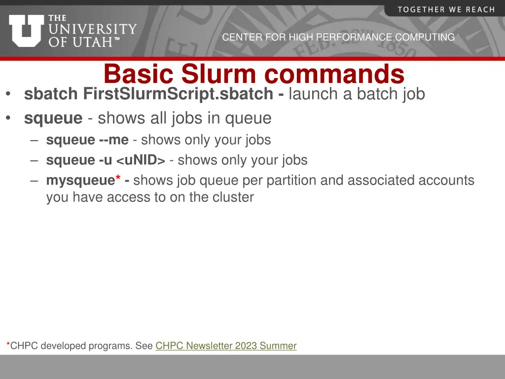 center for high performance computing 45