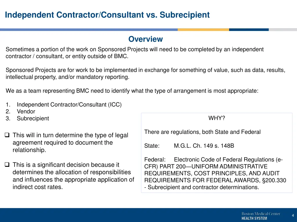 independent contractor consultant vs subrecipient
