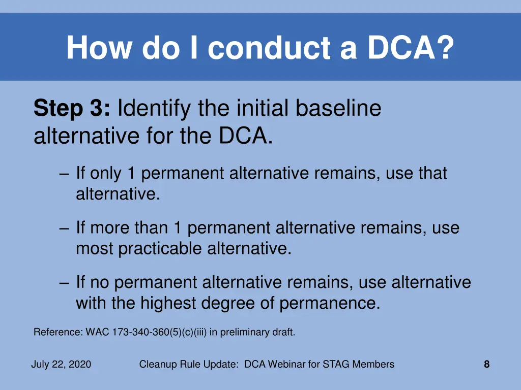 how do i conduct a dca 2