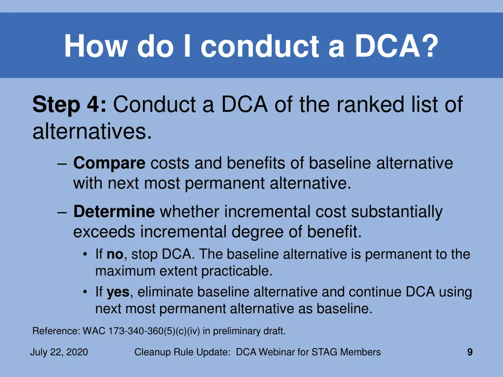 how do i conduct a dca 3