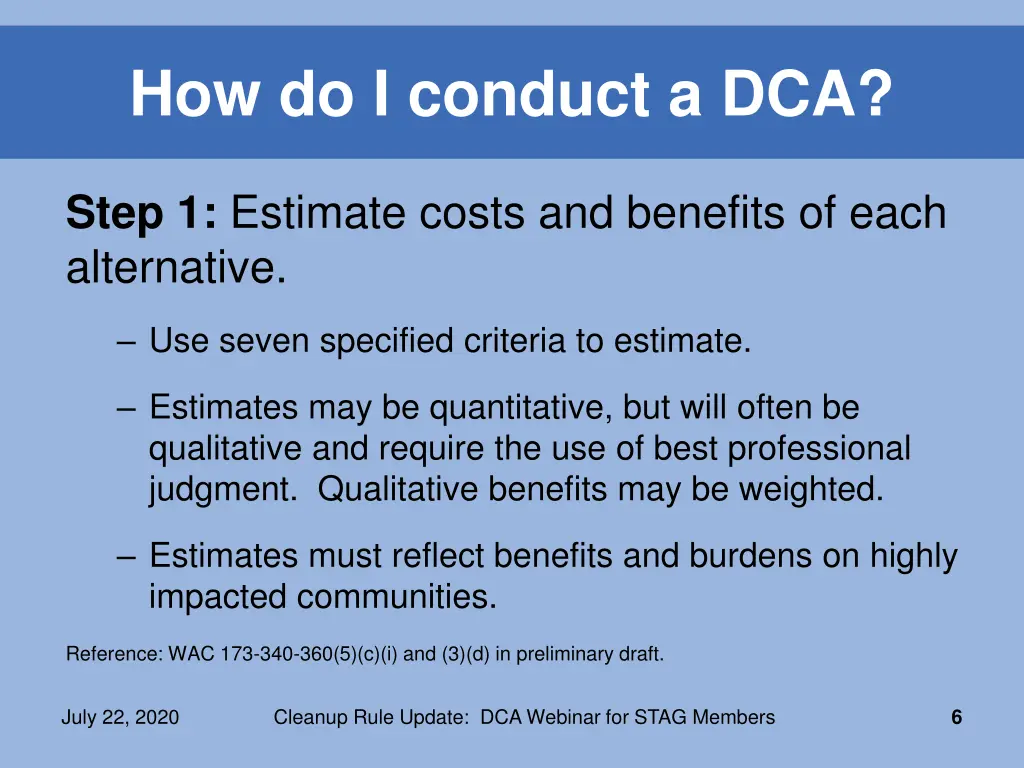 how do i conduct a dca