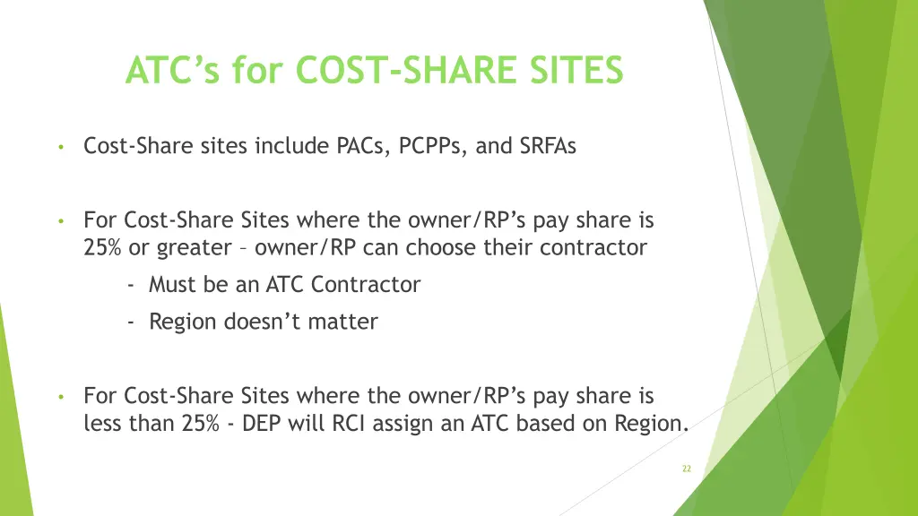 atc s for cost share sites