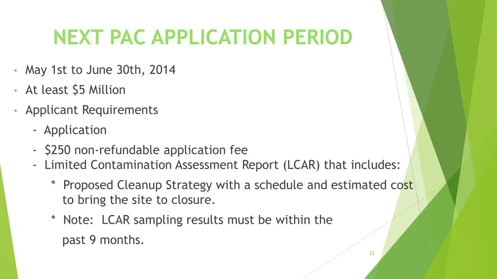 next pac application period