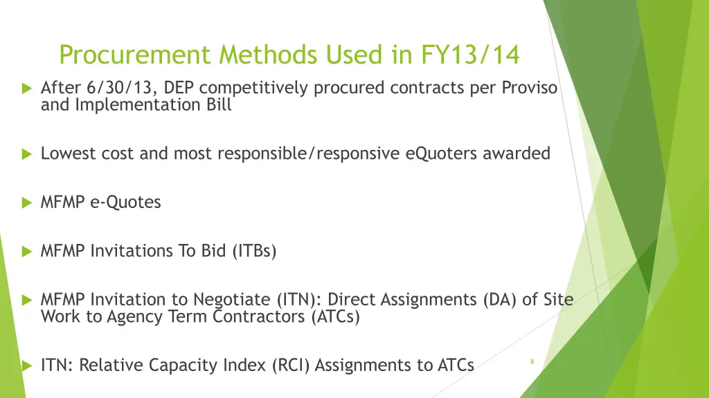 procurement methods used in fy13 14